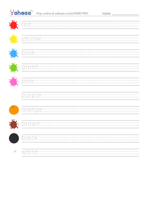 Colors PDF write between the lines worksheet