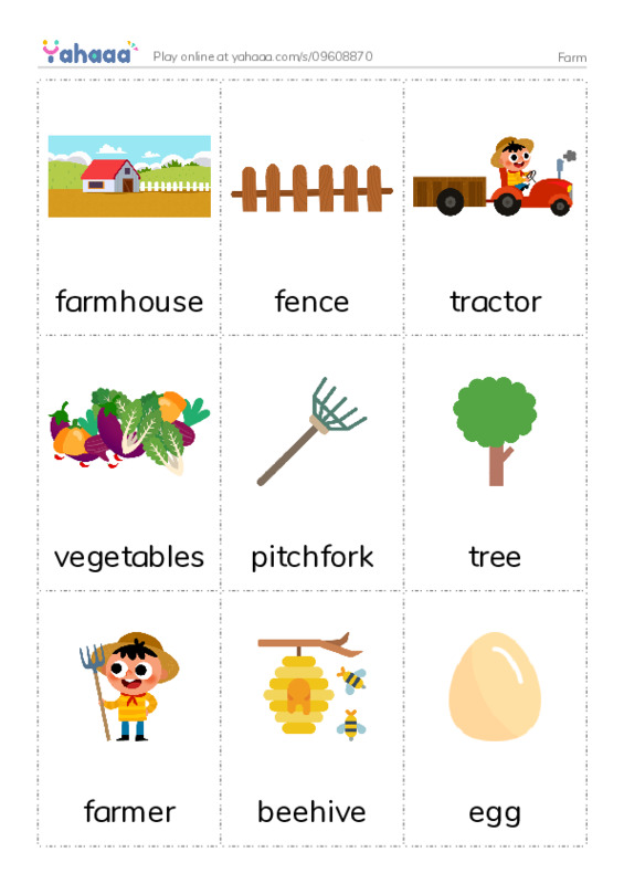 Picture flashcards worksheet for Farm
