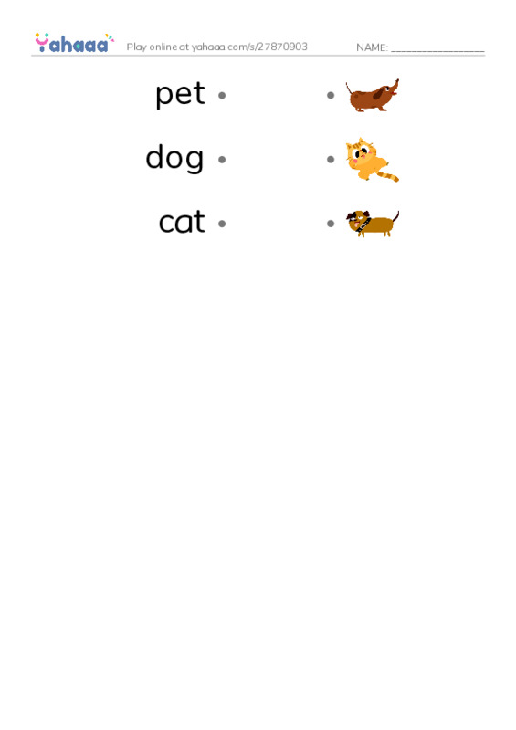 Draw a line to match worksheet for Test