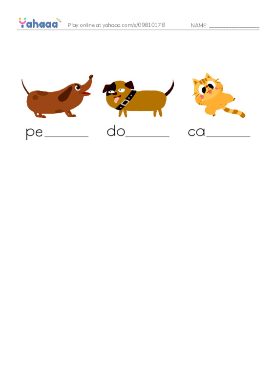 Finish the word worksheet for Test