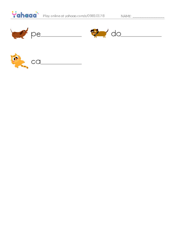 Write the word rows worksheet for Test