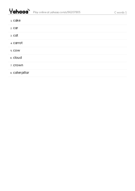 C words 1 PDF words glossary