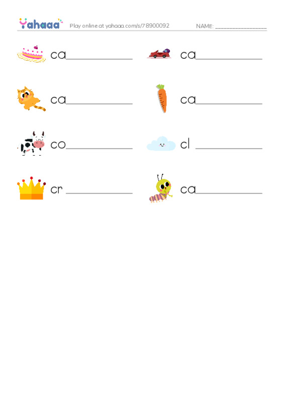 C words 1 PDF worksheet writing row