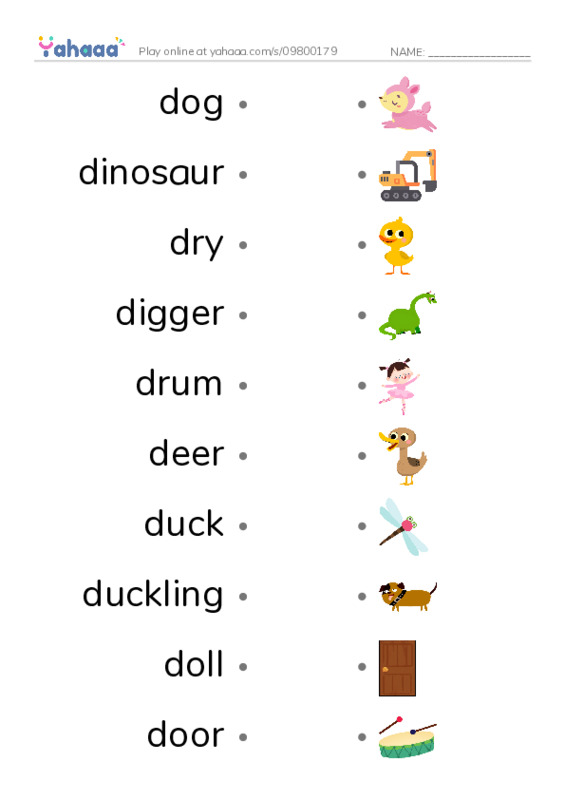 Words in D PDF link match words worksheet