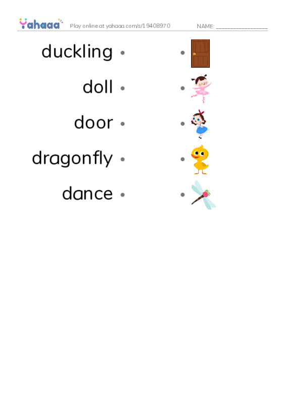 D words 2 PDF link match words worksheet