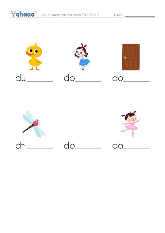 D words 2 PDF worksheet to fill in words gaps