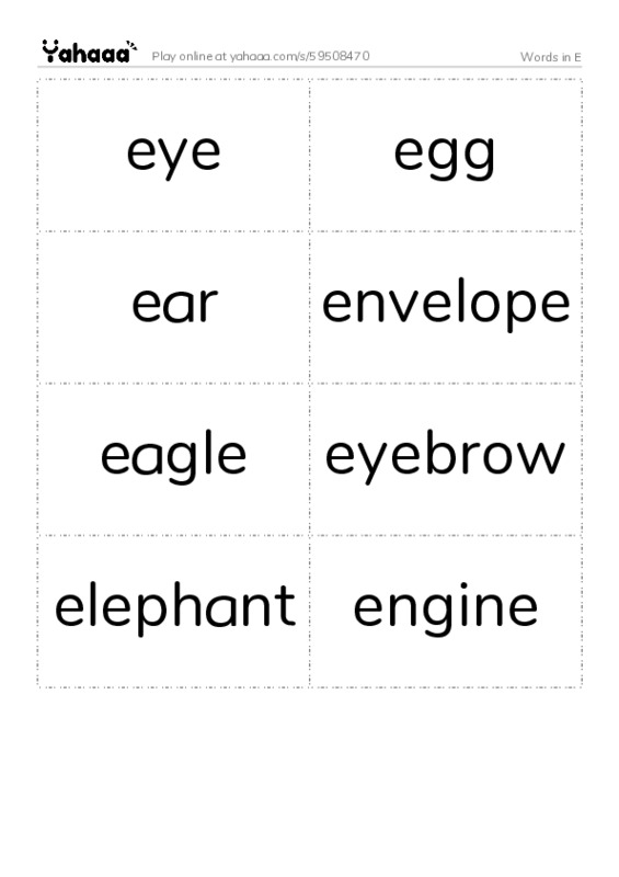 Words in E PDF two columns flashcards