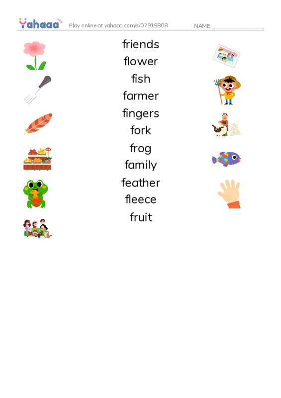 Words in F PDF three columns match words