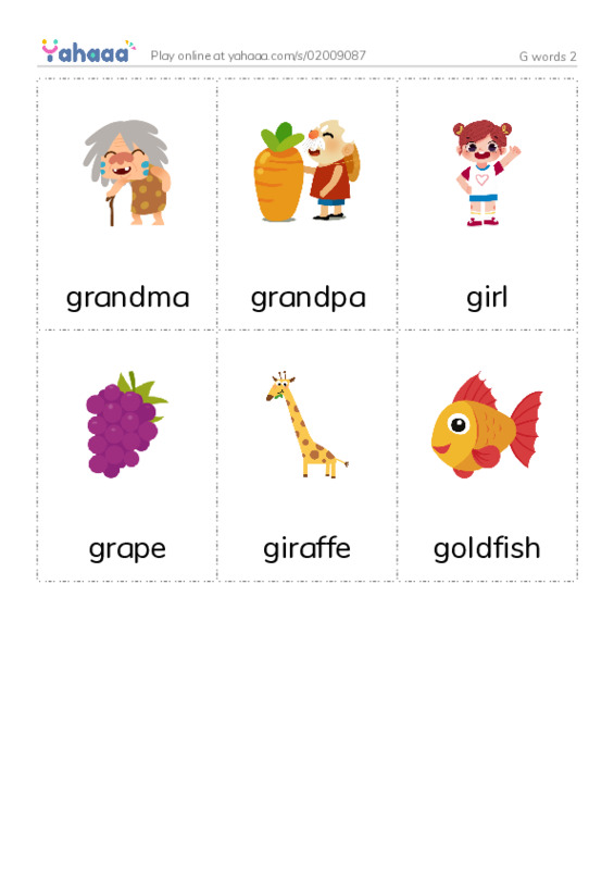 G words 2 PDF flaschards with images