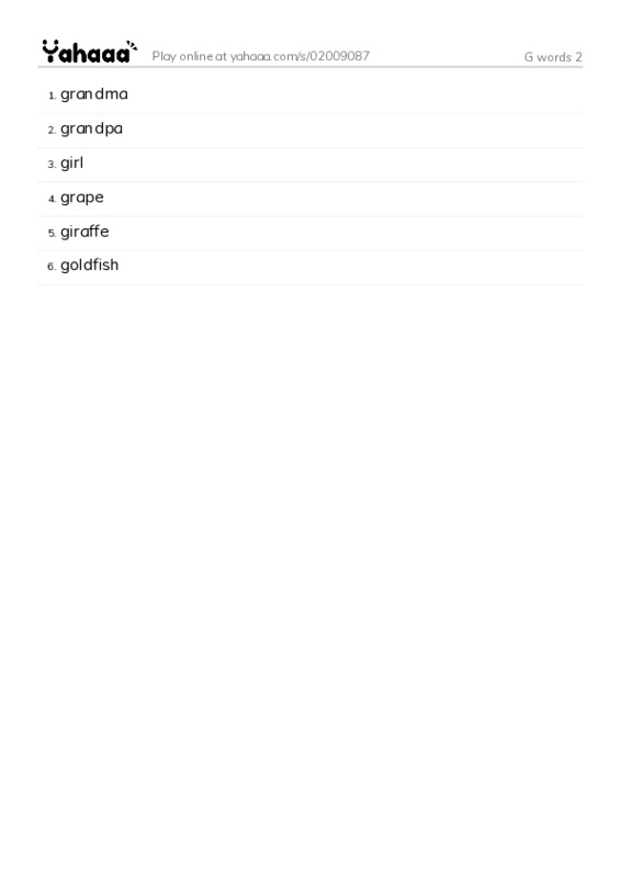 G words 2 PDF words glossary