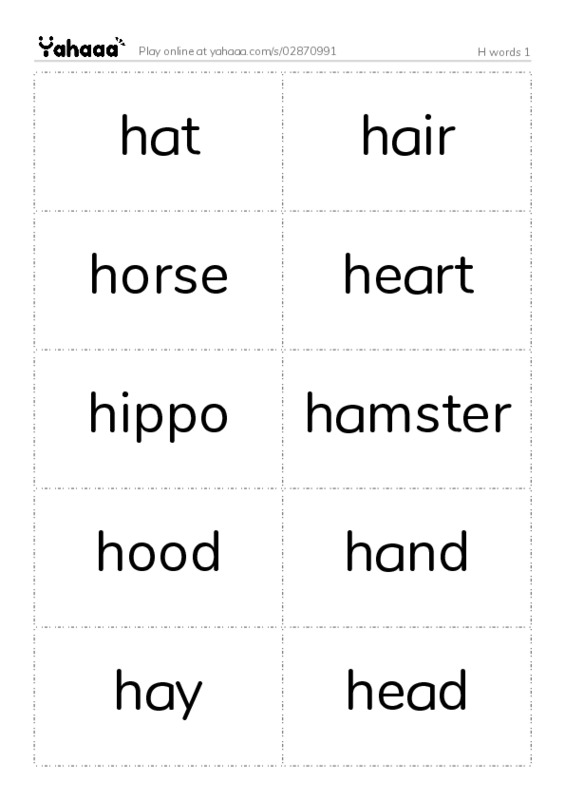 H words 1 PDF two columns flashcards