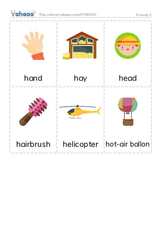 H words 2 PDF flaschards with images