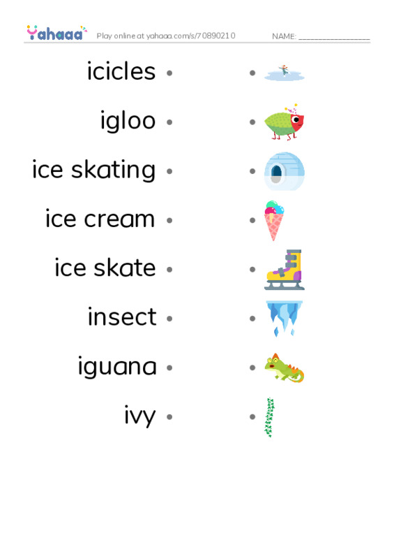 Words in I PDF link match words worksheet