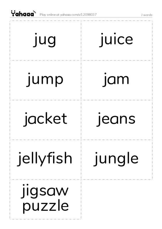 J words PDF two columns flashcards
