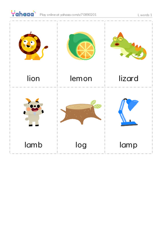 L words 1 PDF flaschards with images