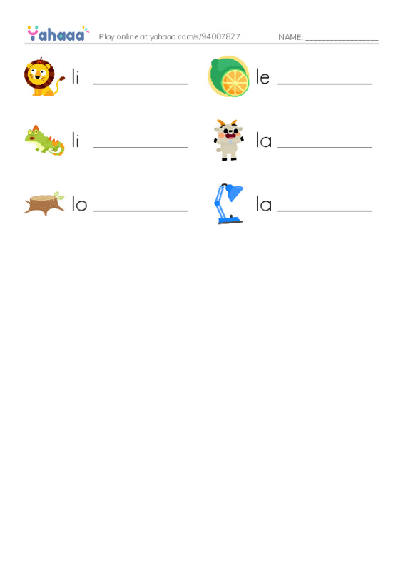 L words 1 PDF worksheet writing row