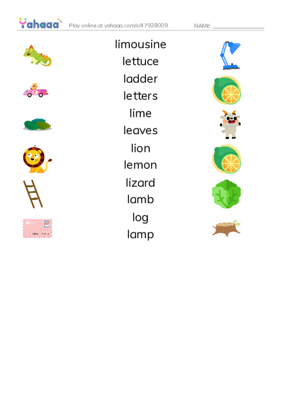 Words in L PDF three columns match words