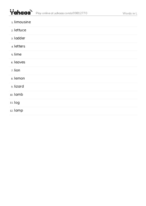 Words in L PDF words glossary