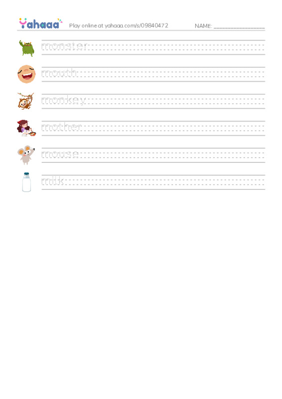 M words 1 PDF write between the lines worksheet