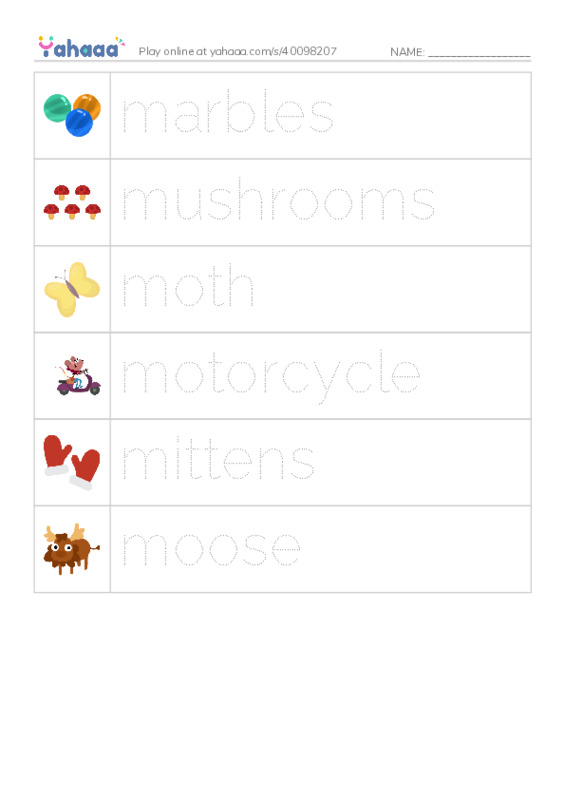 Words in M PDF one column image words