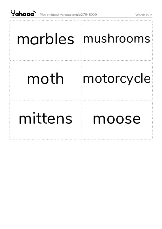 Words in M PDF two columns flashcards