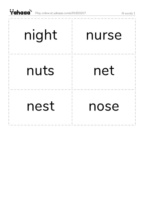 N words 1 PDF two columns flashcards