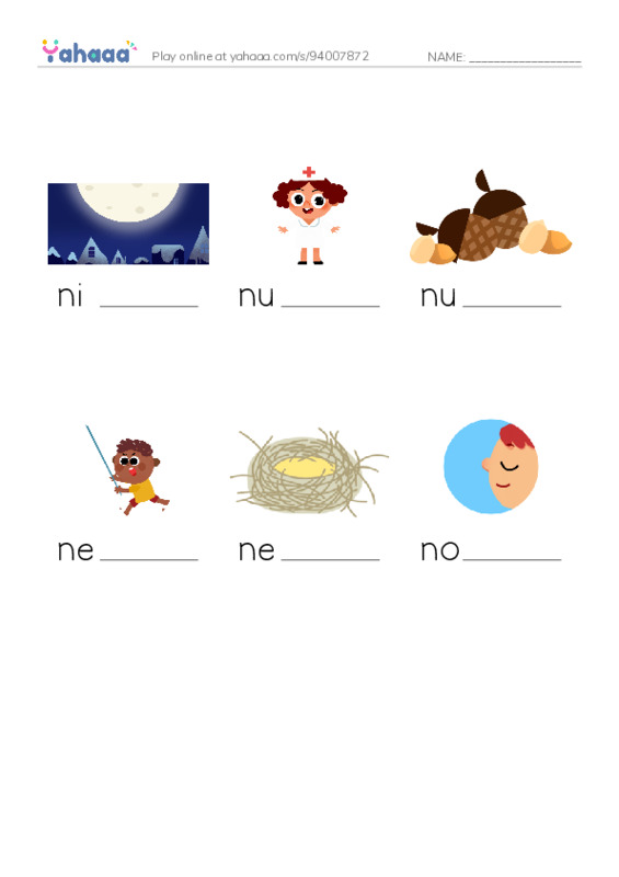 N words 1 PDF worksheet to fill in words gaps