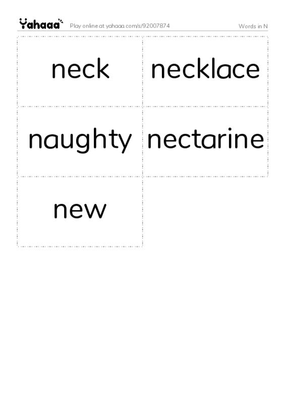Words in N PDF two columns flashcards