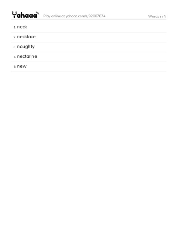 Words in N PDF words glossary