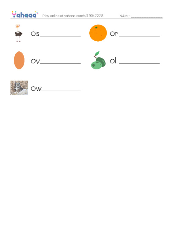 O words 1 PDF worksheet writing row