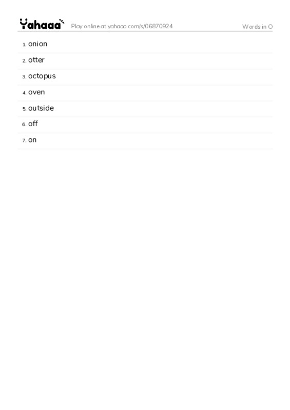 Words in O PDF words glossary