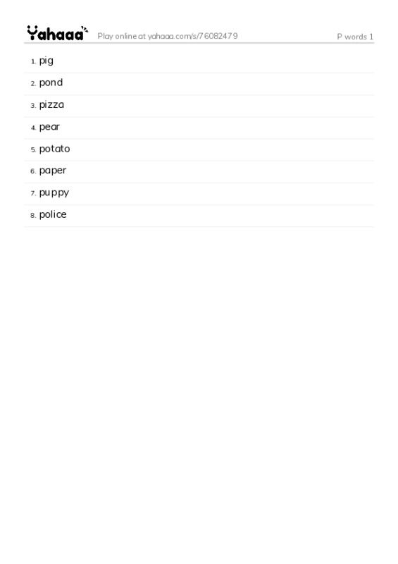 P words 1 PDF words glossary