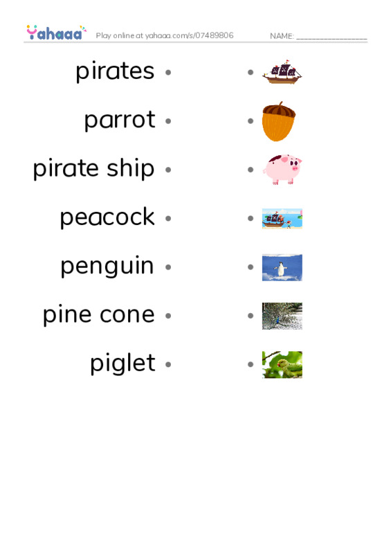 Words in P PDF link match words worksheet