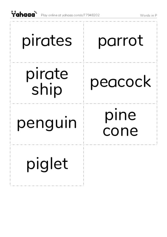 Words in P PDF two columns flashcards