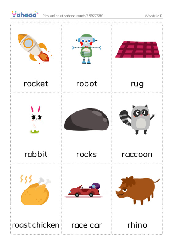 Words in R PDF flaschards with images