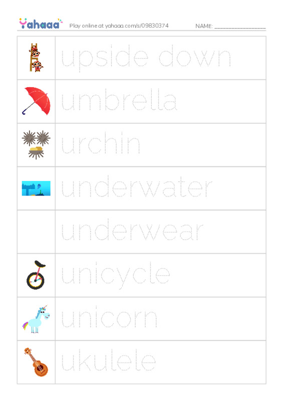 U words PDF one column image words