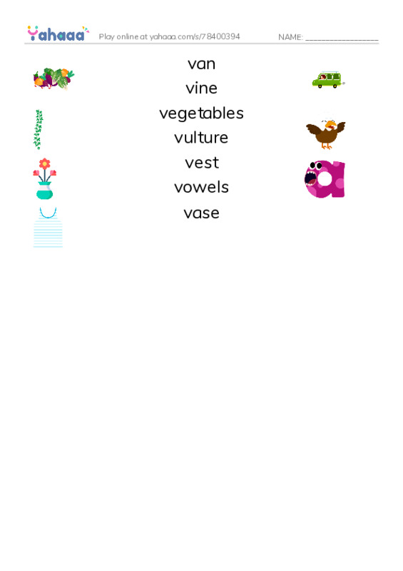 V words PDF three columns match words