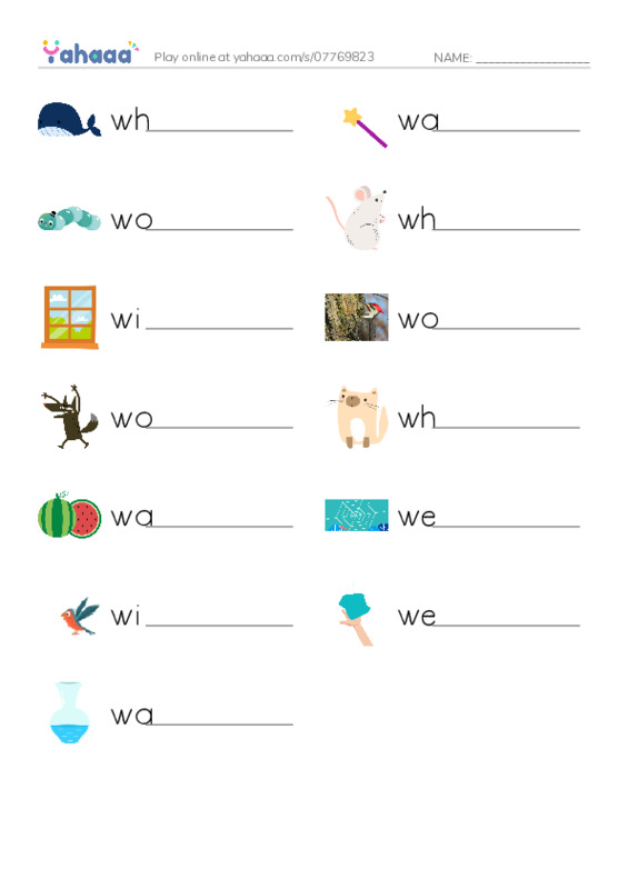 W words PDF worksheet writing row