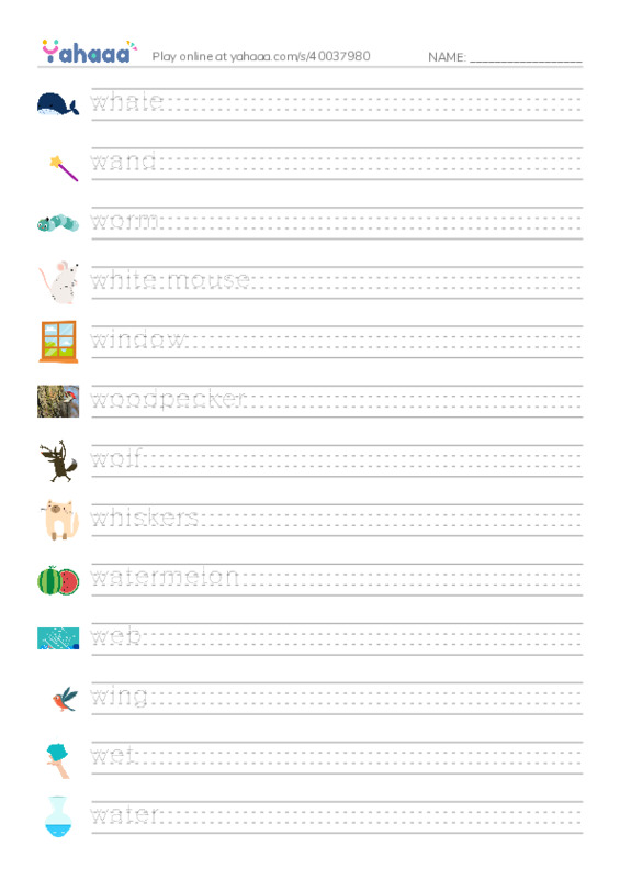 W words PDF write between the lines worksheet