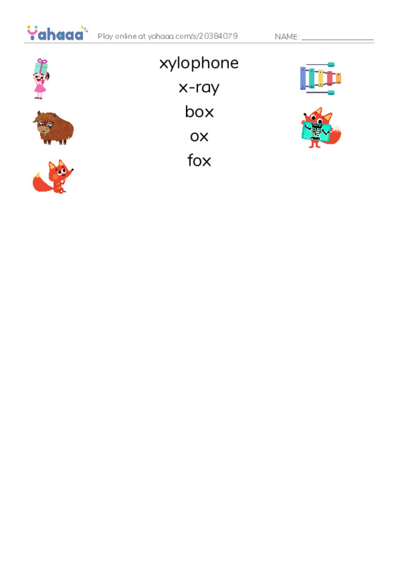 X words PDF three columns match words
