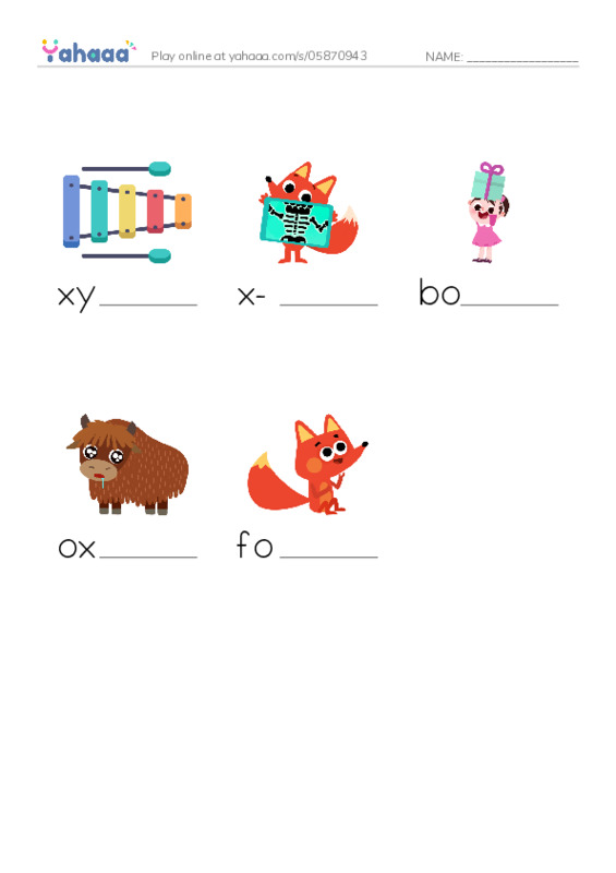 X words PDF worksheet to fill in words gaps