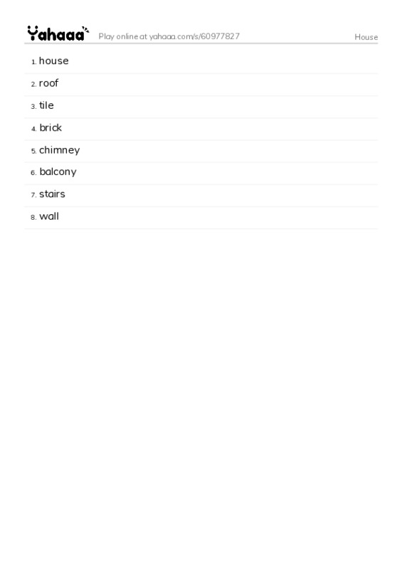 House PDF words glossary