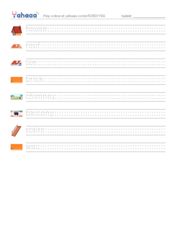 House PDF write between the lines worksheet