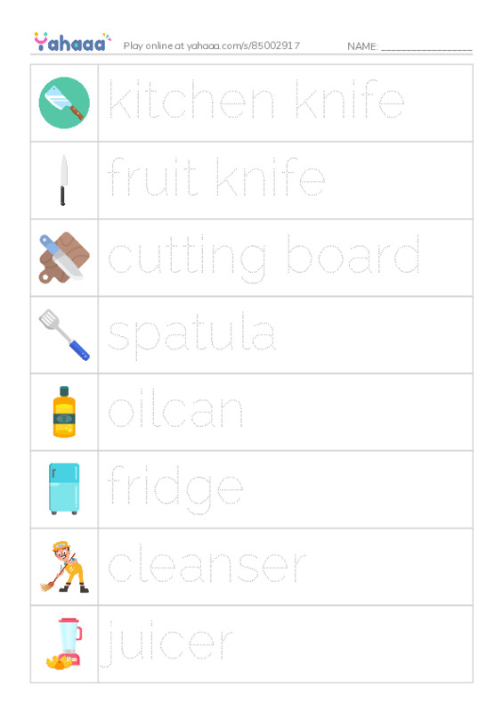 Kitchen PDF one column image words
