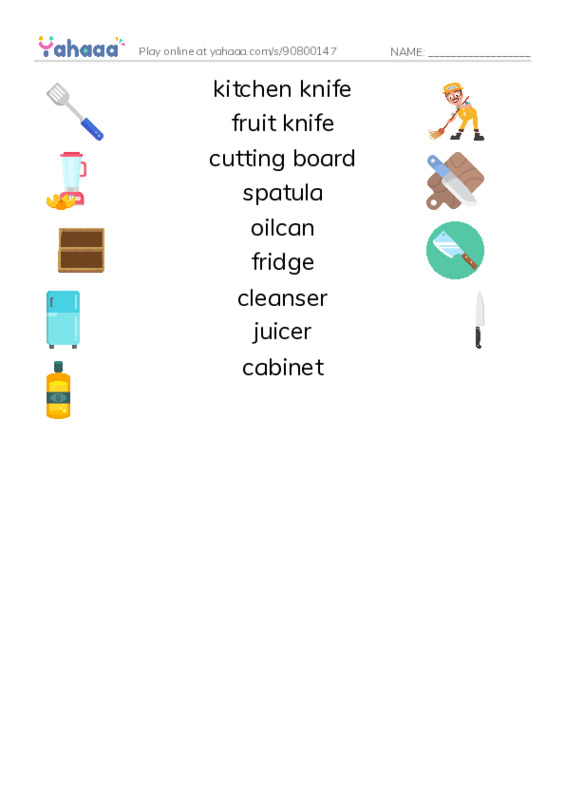 Kitchen PDF three columns match words