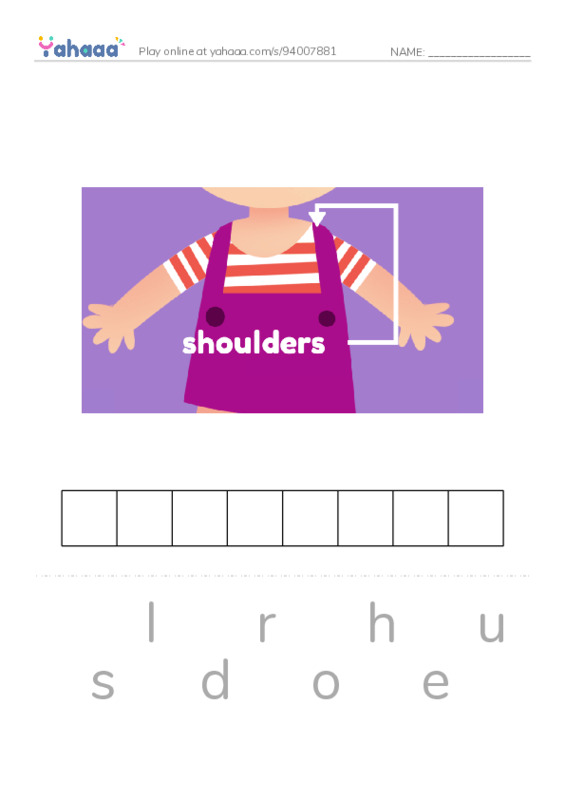 Letter scramble puzzle worksheet for My Body
