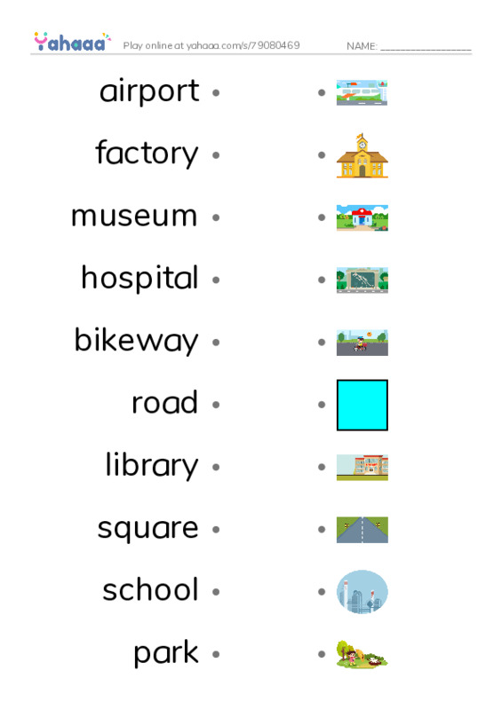 Draw a line to match worksheet for Places 1