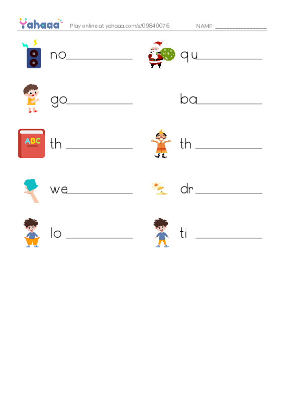Write the word rows worksheet for Opposites 1