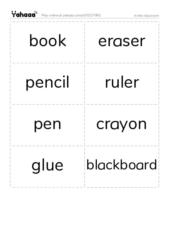 In the classroom PDF two columns flashcards