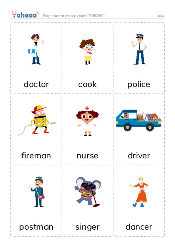 Jobs PDF flaschards with images